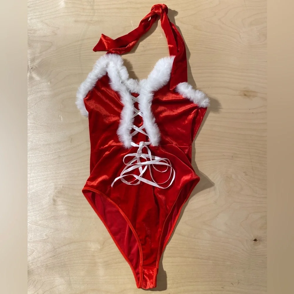 Avid Love Red One Piece Santa Swimsuit with White Trim XXL (OP)